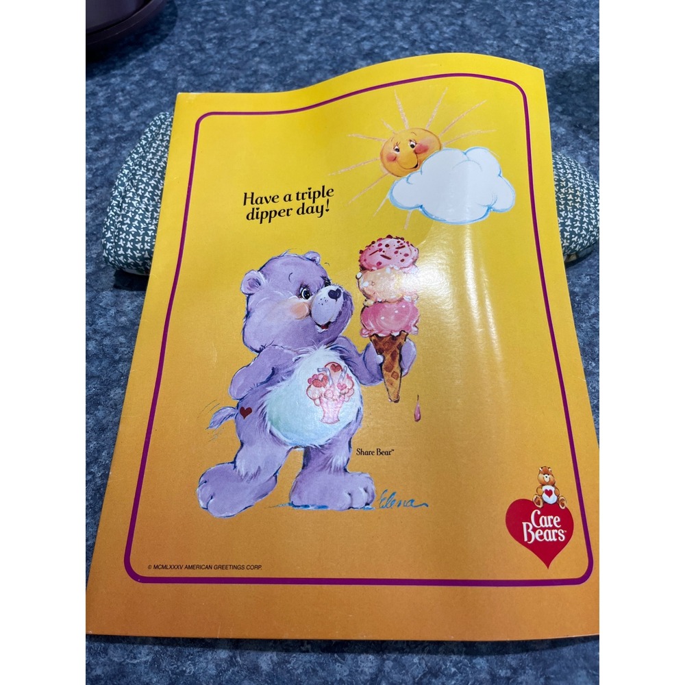 Vintage 1985 Mead Care Bears Share Bear Portfolio Folder 80s School Supplies